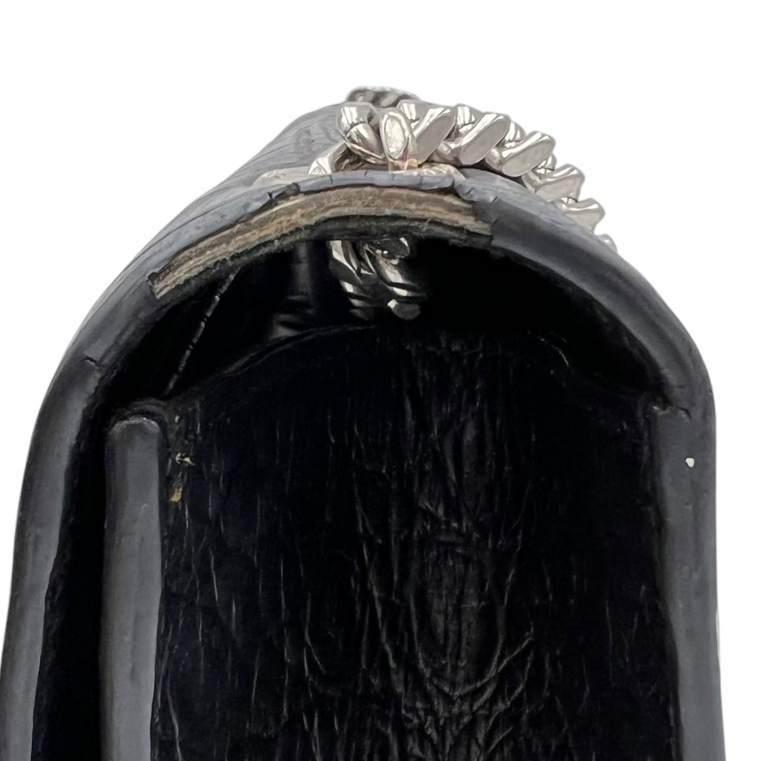 Kate Crossbody Bag Black in Crocodile Embossed Calfskin, Silver hardware - Image 7