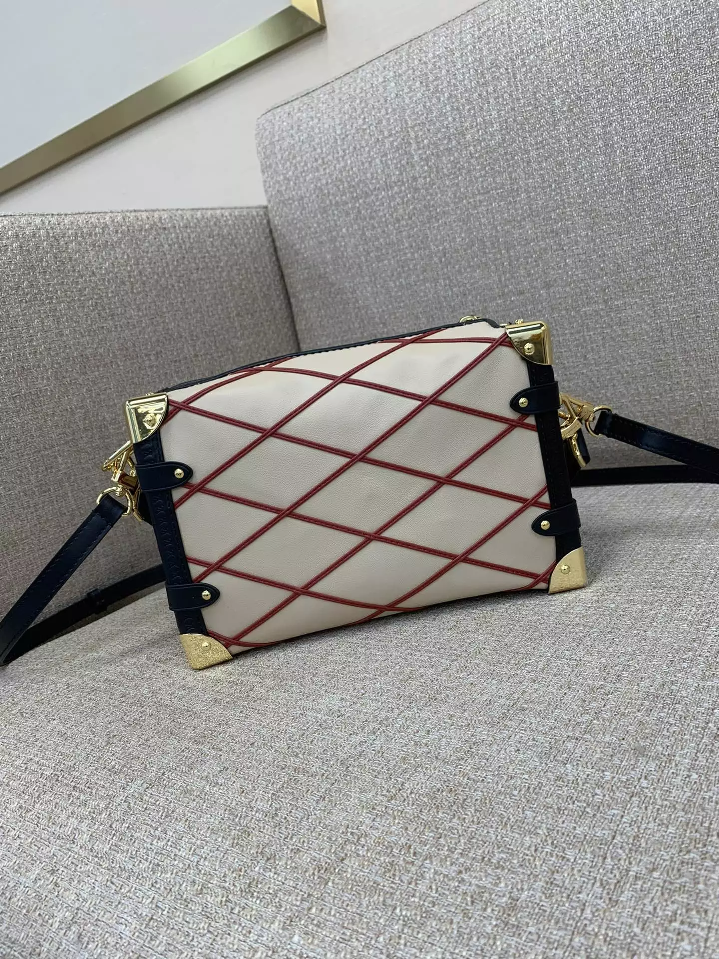 Side Trunk MM Malletage Beige/Red Leather - Repbags.ru - Image 4