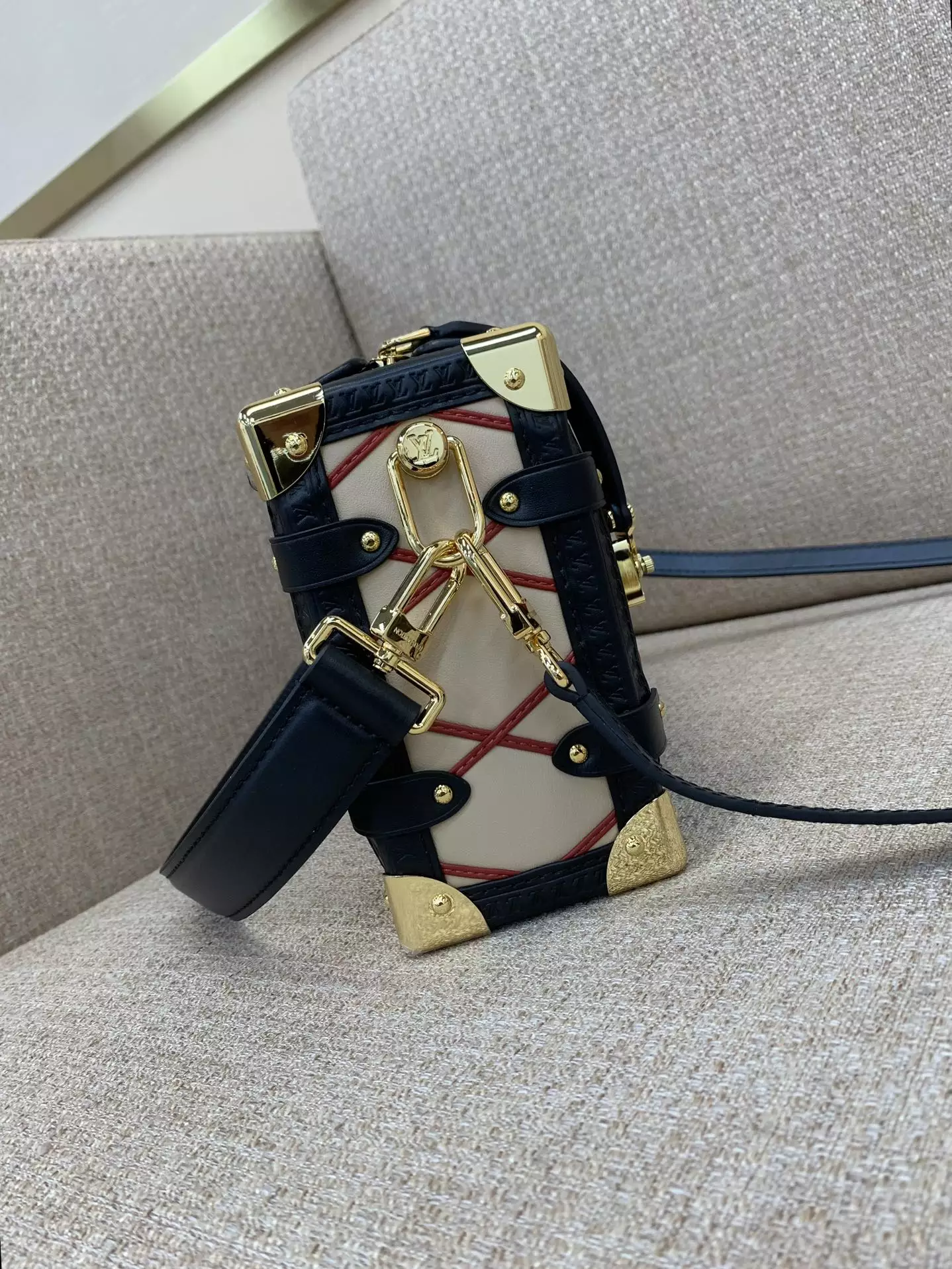 Side Trunk MM Malletage Beige/Red Leather - Repbags.ru - Image 6