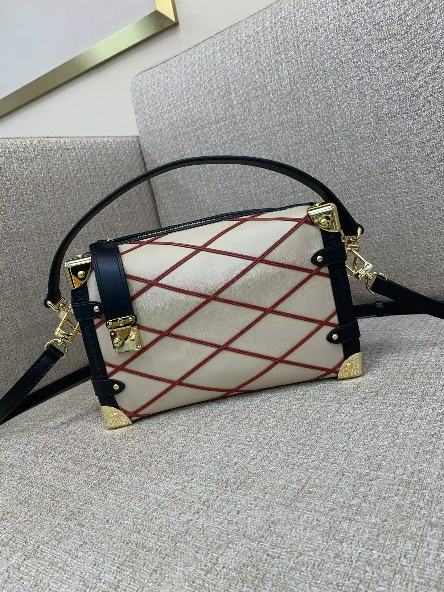 Side Trunk MM Malletage Beige/Red Leather - Repbags.ru - Image 3