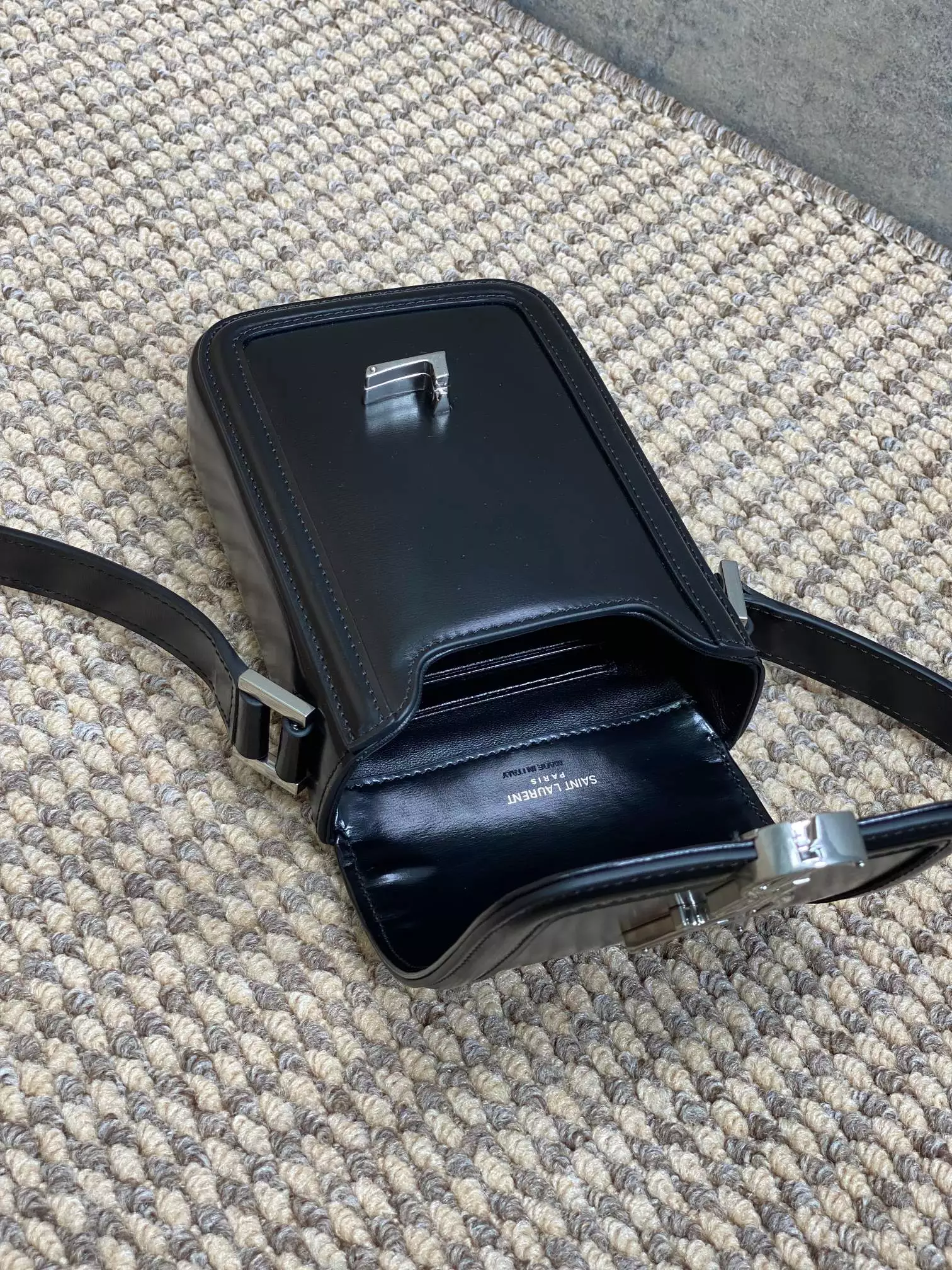 Solferino Mini in Black Smooth Leather - YB066 - Repbags.ru - Image 10