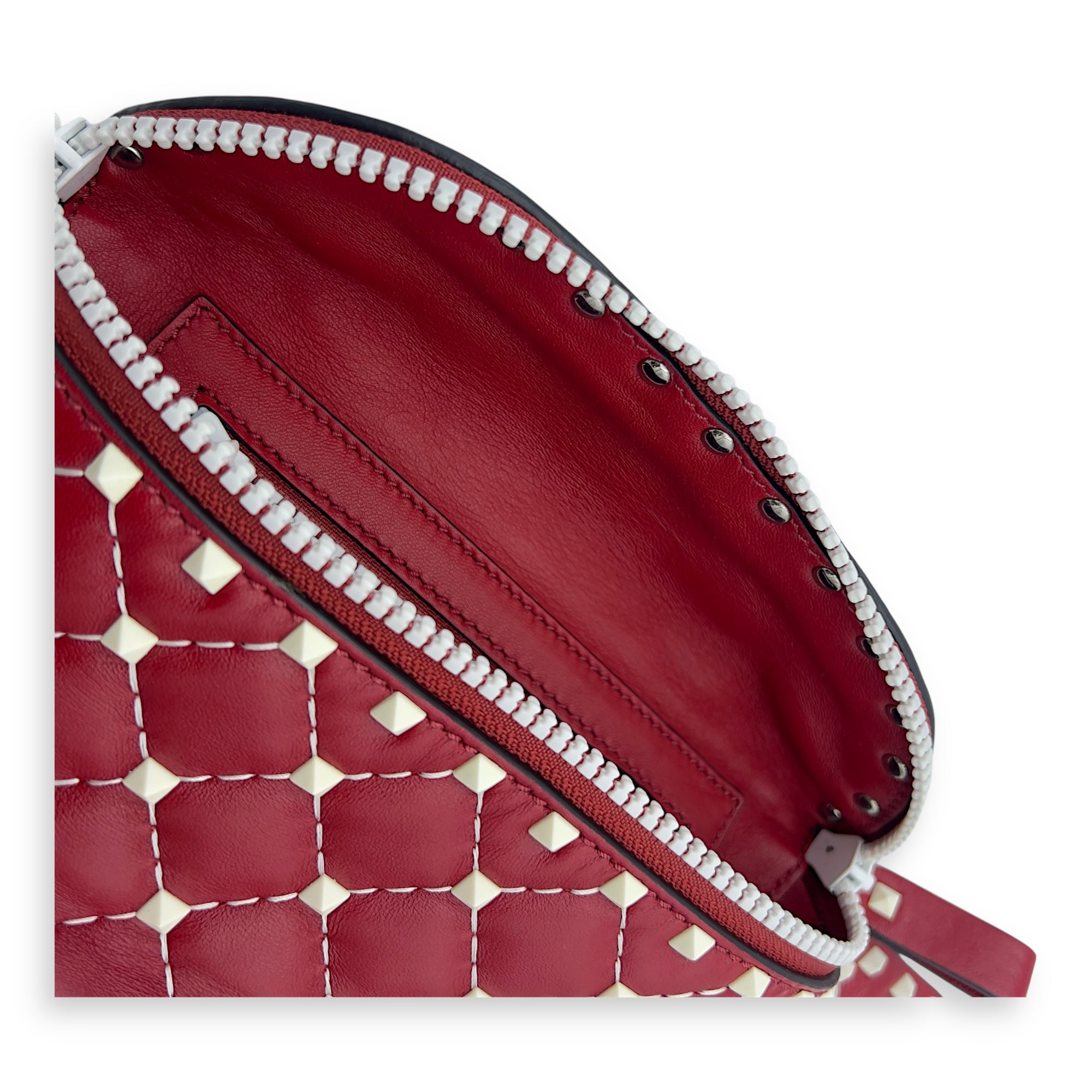 Rockstud Belt Bag Red in Calfskin, Lacquered Metal hardware - Image 15