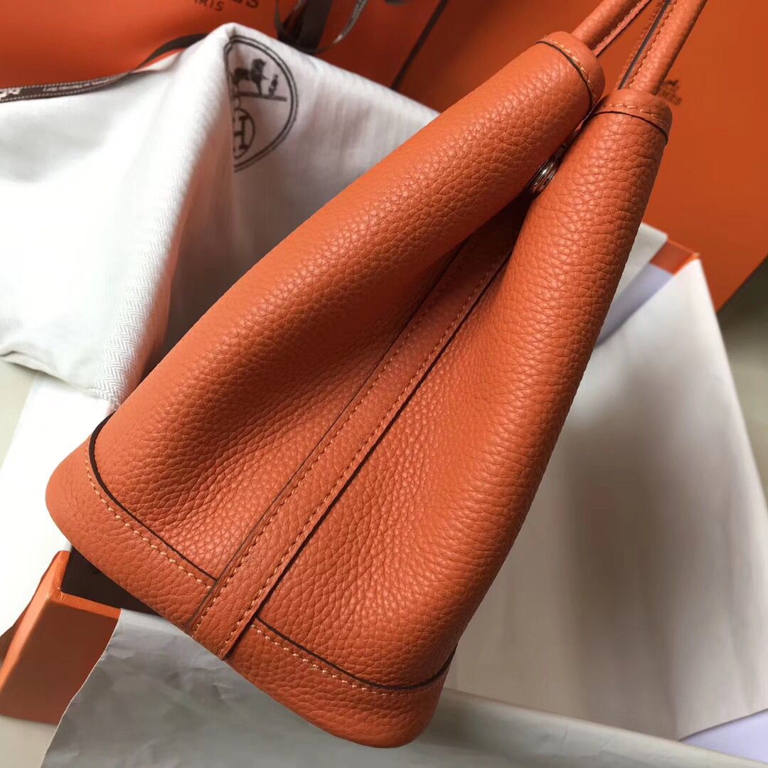 Hermes Garden Party 36 Bag In Orange Clemence Leather - Image 3