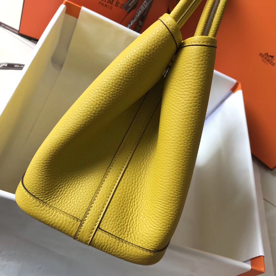 Hermes Garden Party 36 Bag In Yellow Clemence Leather - Image 3
