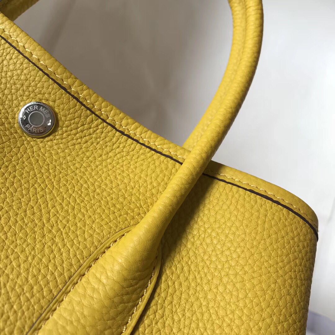 Hermes Garden Party 36 Bag In Yellow Clemence Leather - Image 5