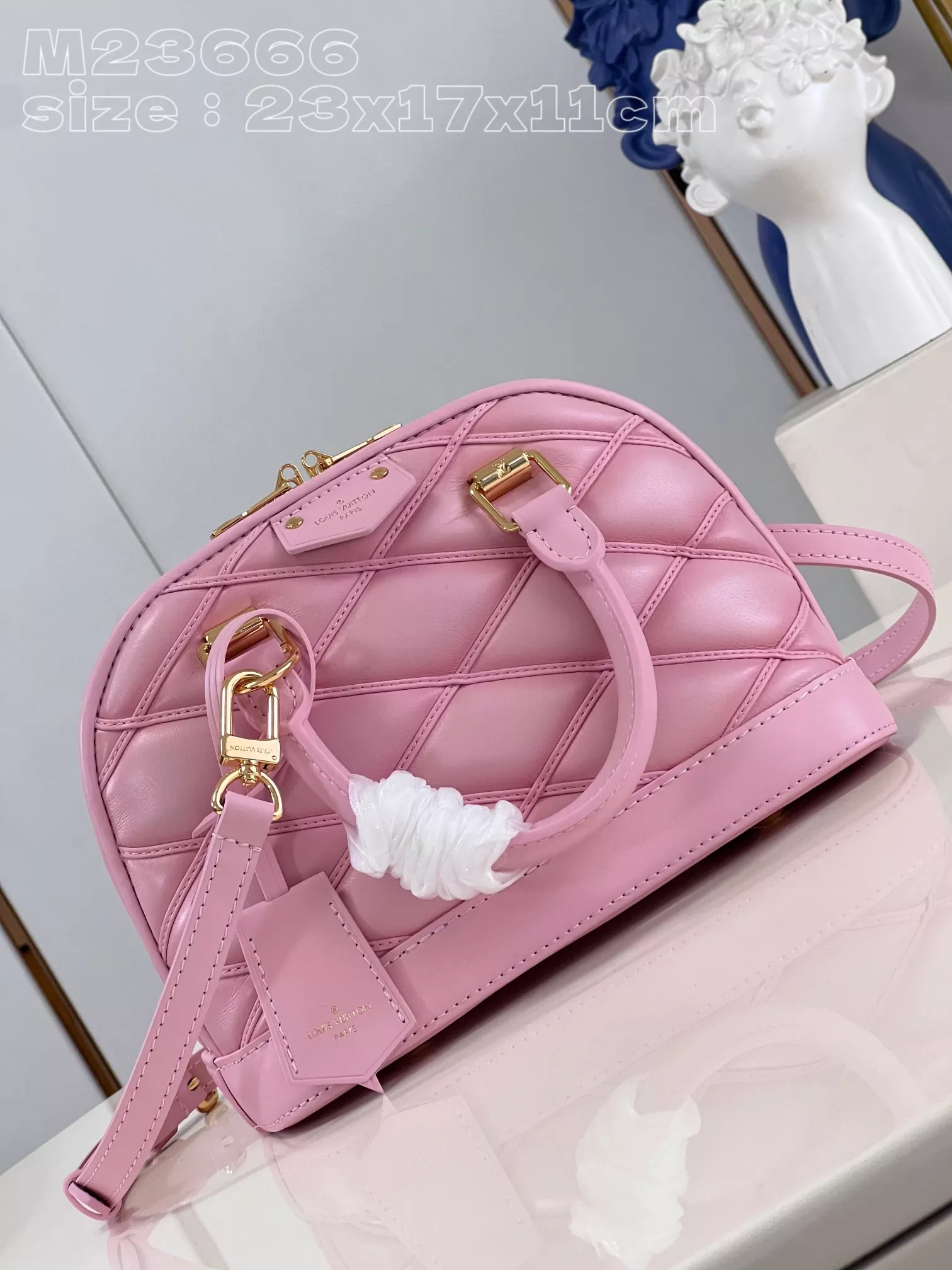LV Quilted Alma BB Top-Handle Bag Rosabella Pink - Image 4