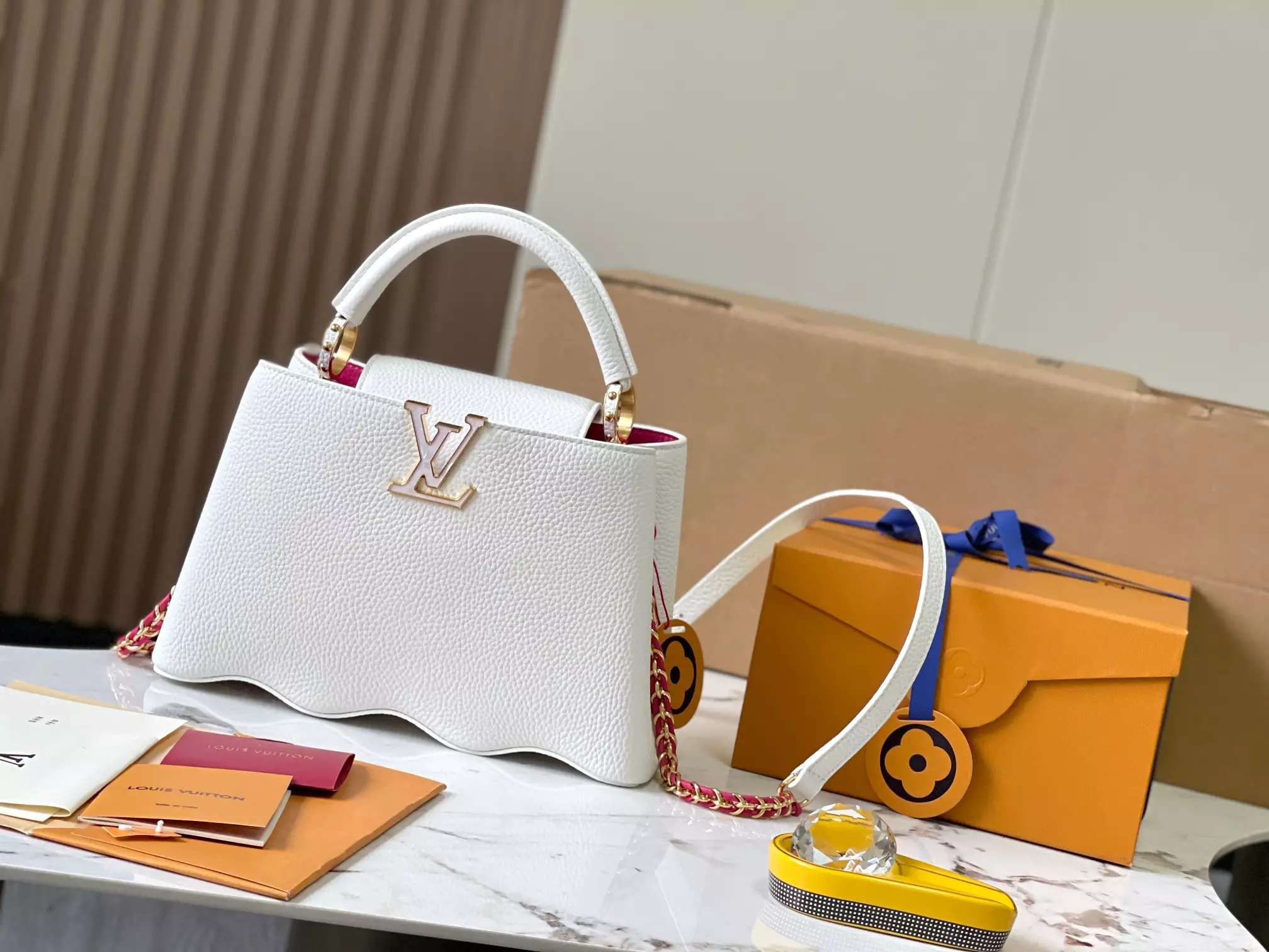 LV Capucines BB Capushell in Snow White - Repbags.is - Image 3