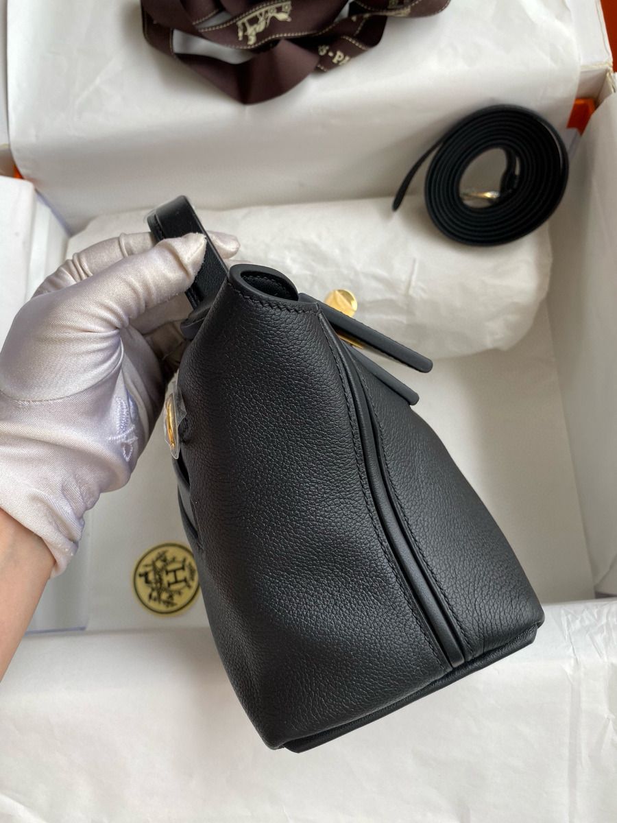 Hermes 24/24 Mini 21 Handmade Bag in Black Evercolor Leather - Image 6