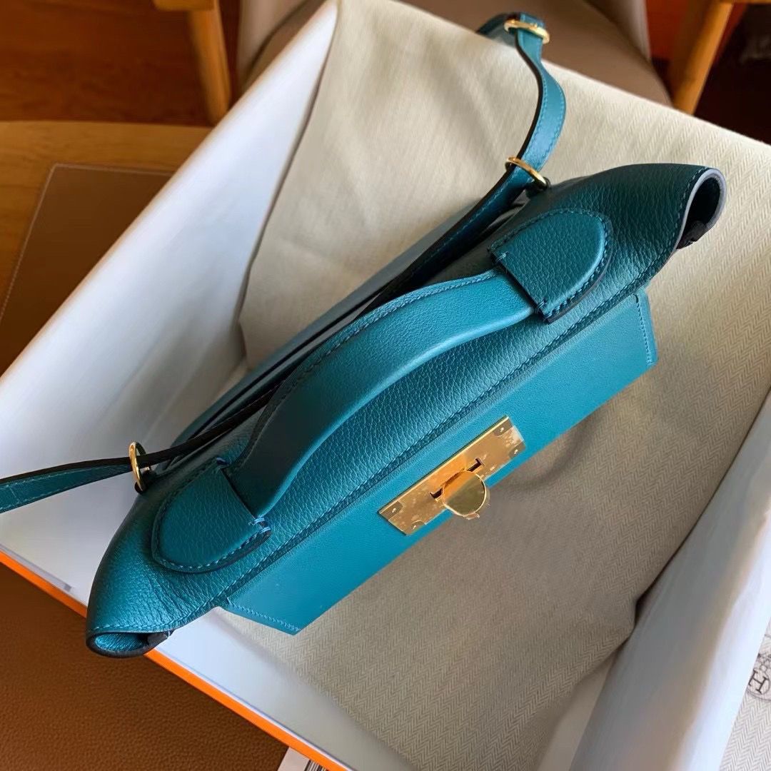 Hermes 24/24 Mini 21 Handmade Bag in Vert Bosphore Evercolor Leather - Image 4