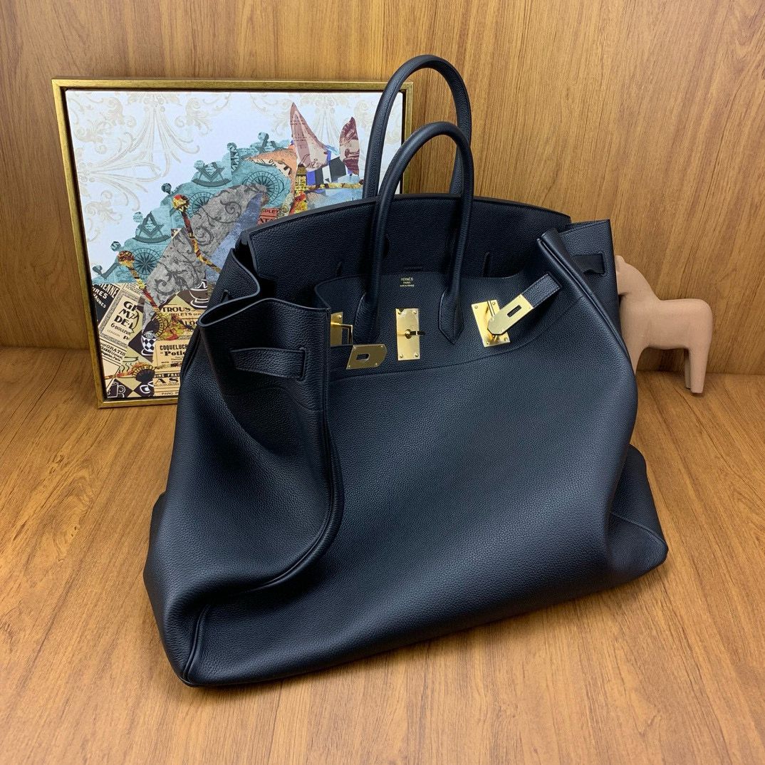 Hermes Birkin HAC 50 Handmade Bag in Black Clemence Leather - Image 6