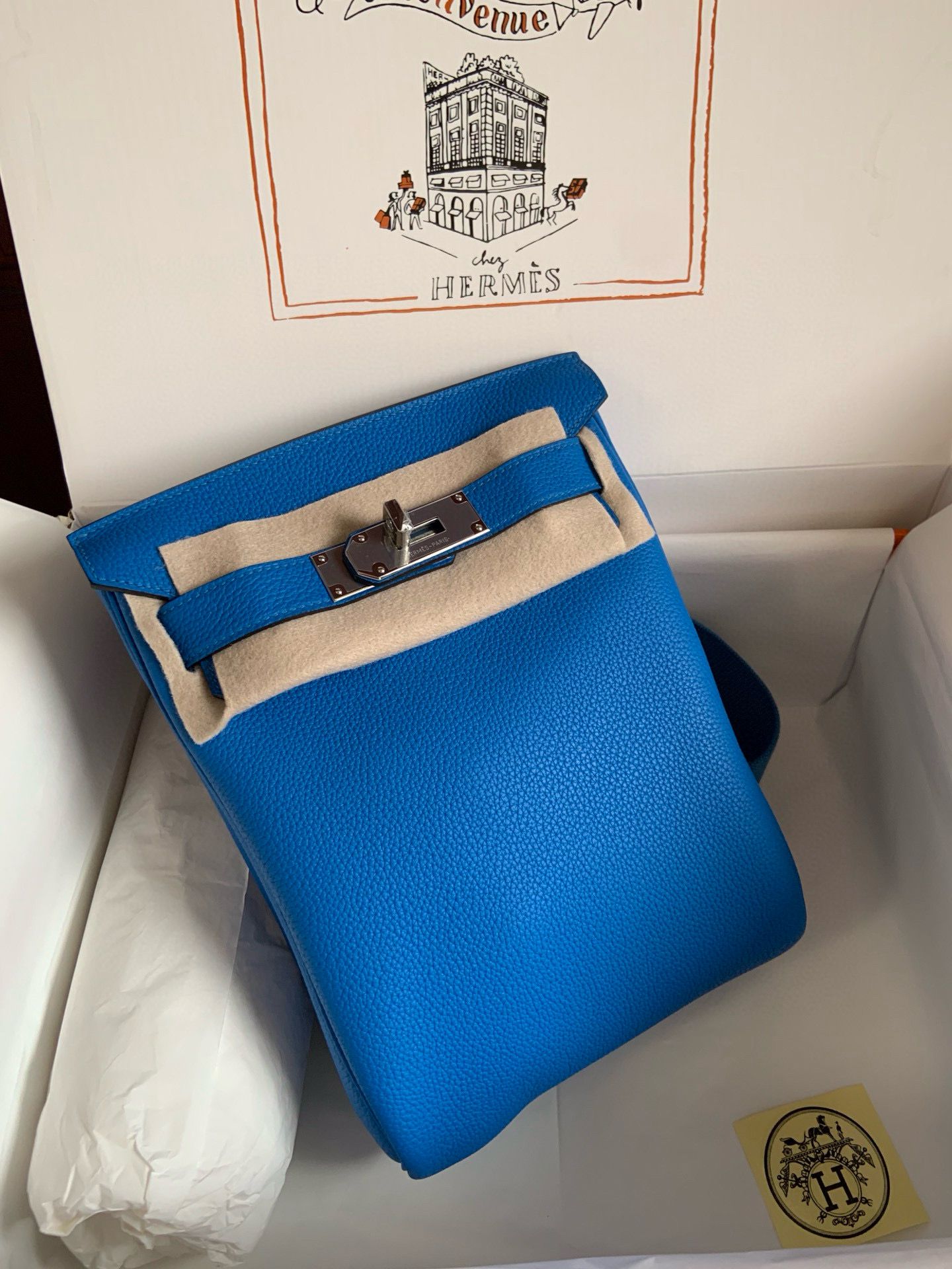 Hermes Hac a Dos PM Backpack in Blue Hydra Clemence Leather - Image 4