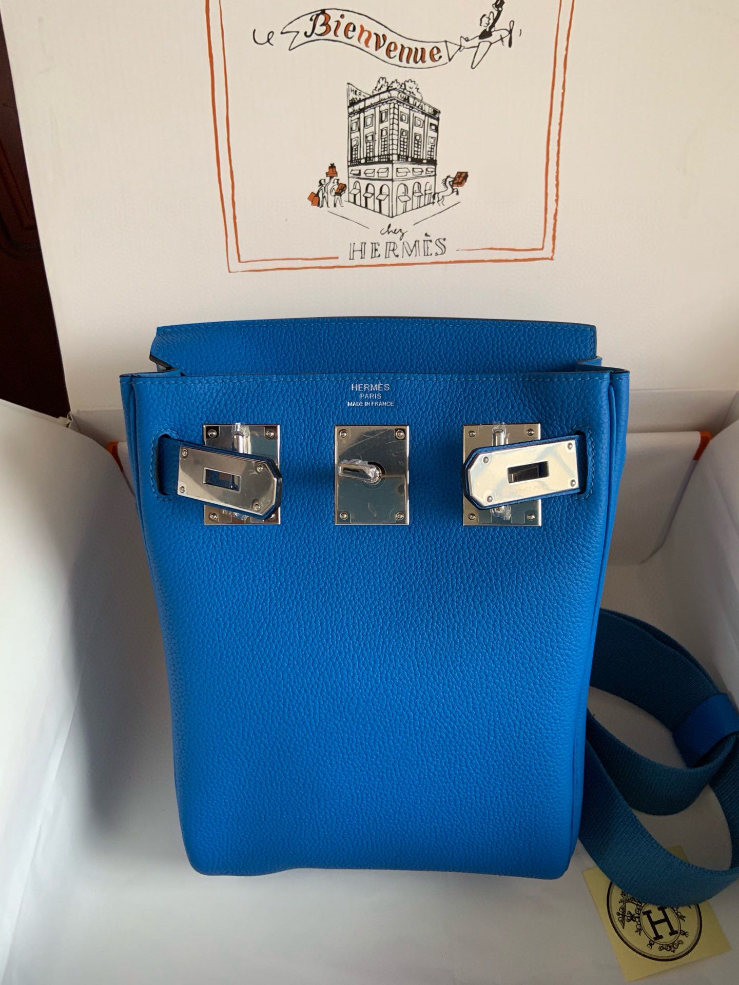Hermes Hac a Dos PM Backpack in Blue Hydra Clemence Leather - Image 9