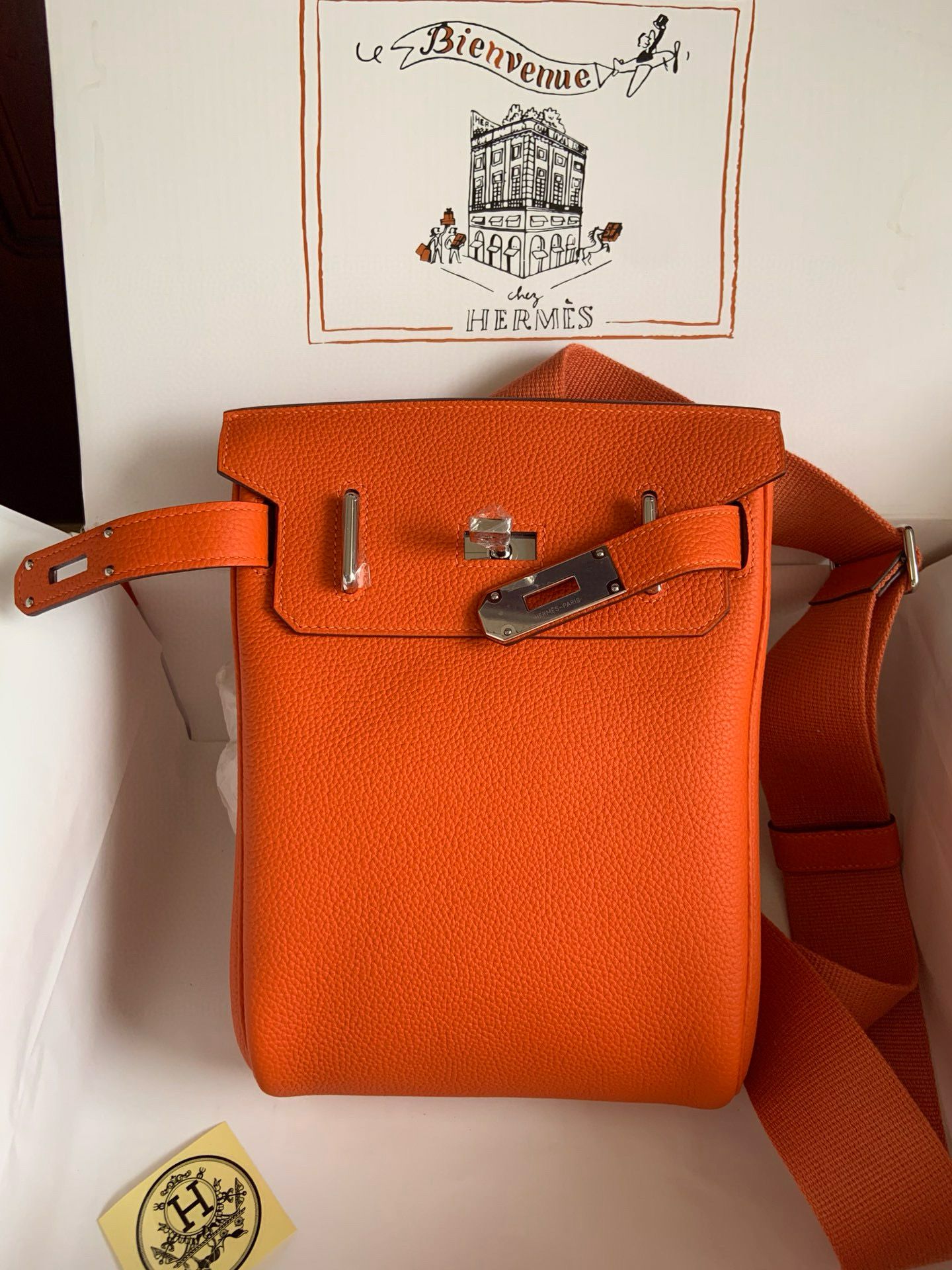 Hermes Hac a Dos PM Backpack in Orange Clemence Leather - Image 6
