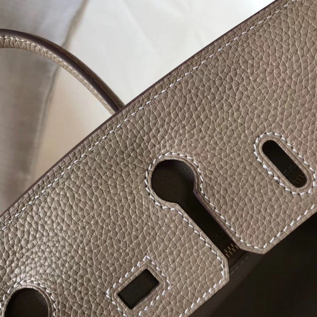 Hermes Birkin 25cm Bag In Tourterelle Clemence Leather GHW - Image 8