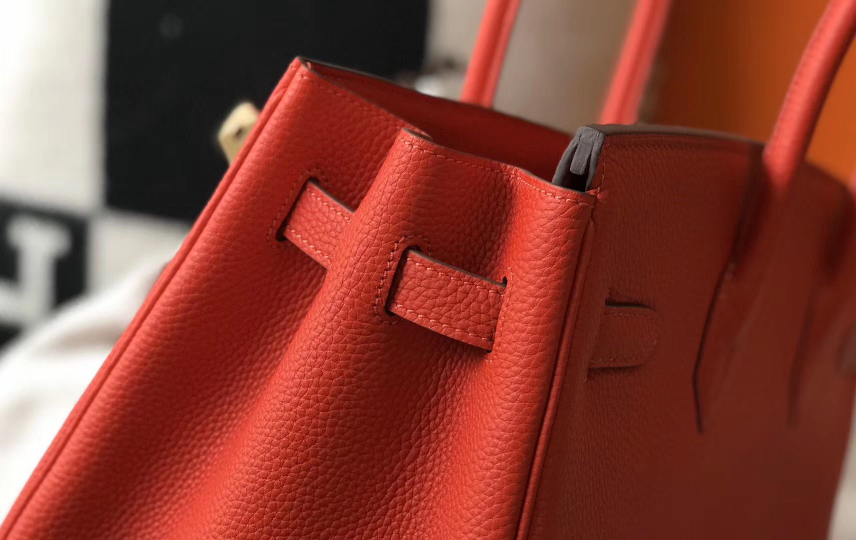 Hermes Birkin 35cm Bag In Red Clemence Leather GHW - Image 7