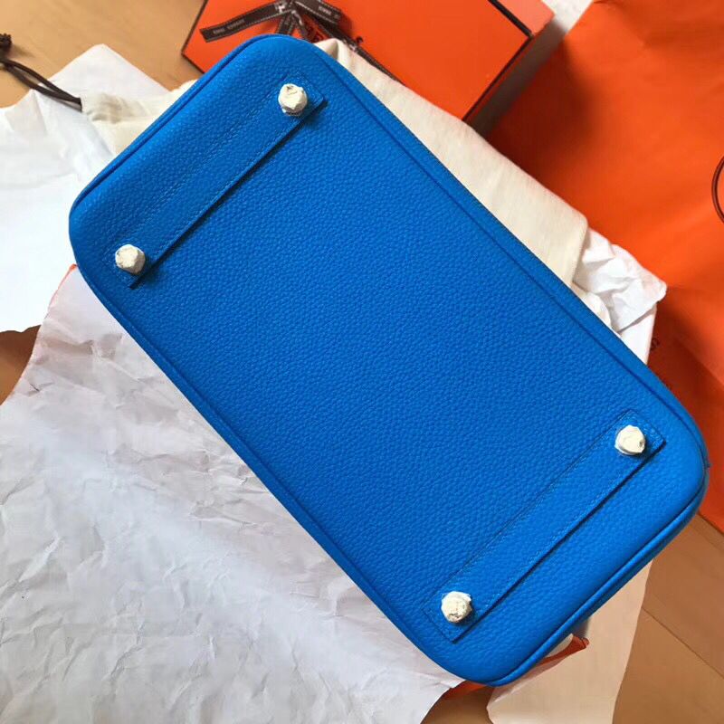 Hermes Birkin 30 Handmade Bag In Blue Clemence Leather - Image 4
