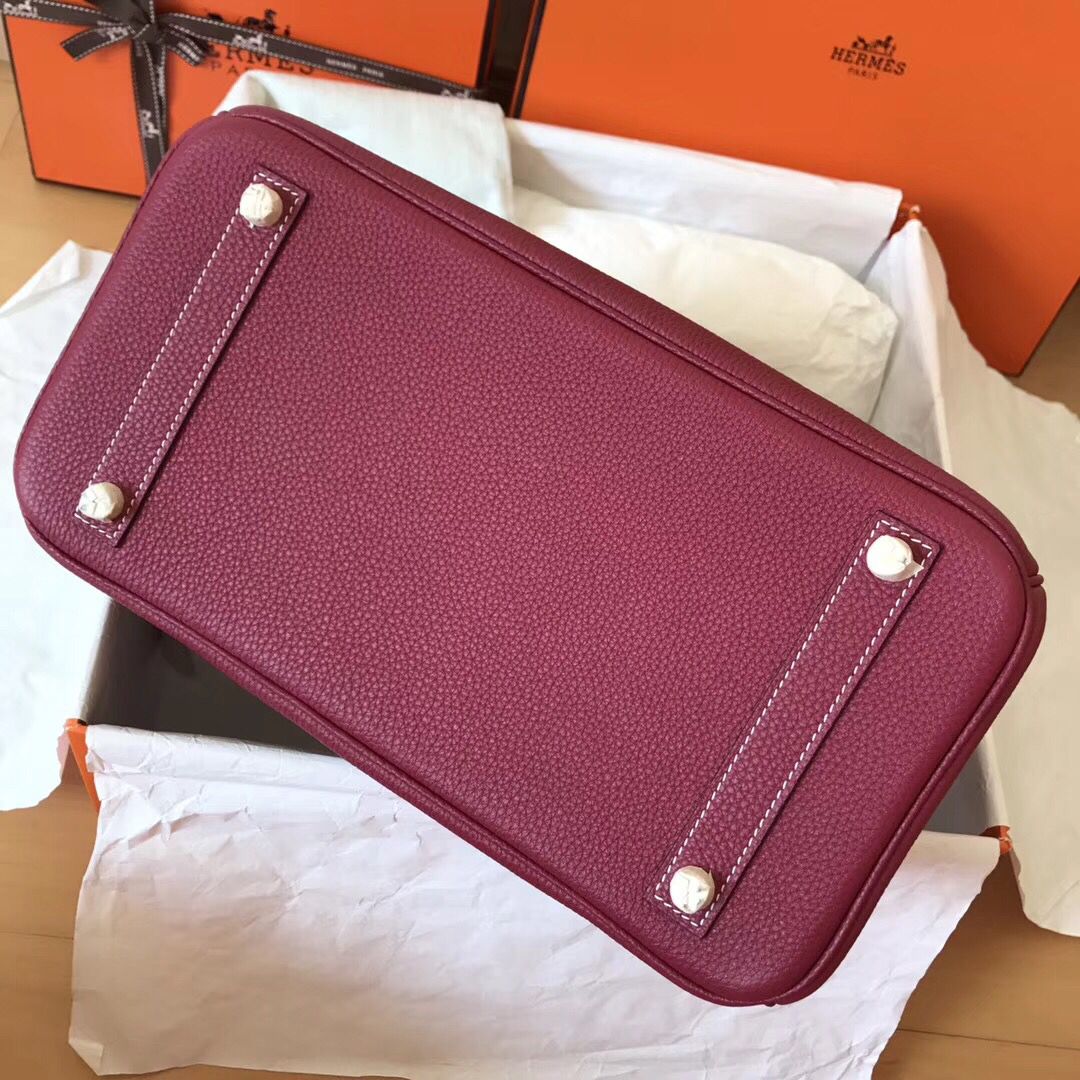 Hermes Birkin 30 Handmade Bag In Ruby Clemence Leather - Image 4