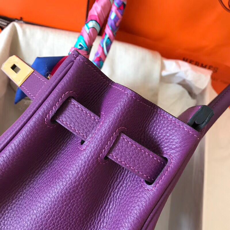 Hermes Birkin 30 Handmade Bag In Ultraviolet Clemence Leather - Image 5