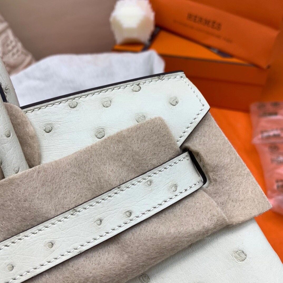 Hermes Birkin 30 Handmade Bag In Beton Ostrich Skin - Image 5