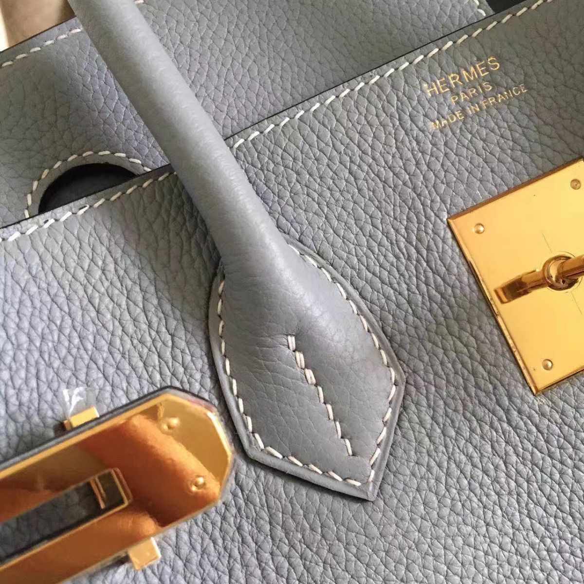 Hermes Birkin 35 Handmade Bag In Blue Lin Clemence Leather - Image 4