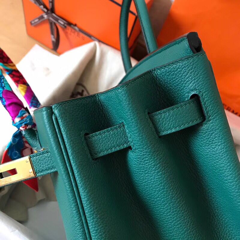 Hermes Birkin 35 Handmade Bag In Malachite Clemence Leather - Image 5