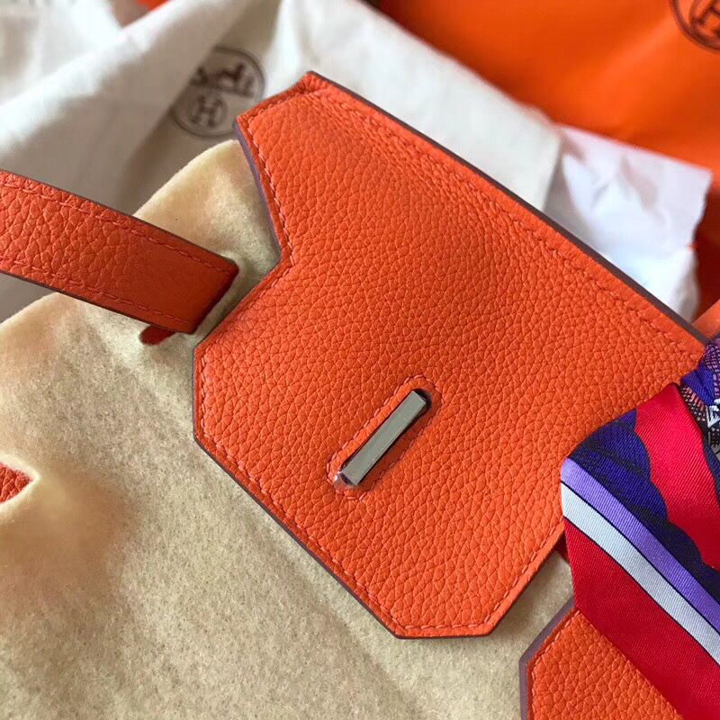 Hermes Birkin 35 Handmade Bag In Orange Clemence Leather - Image 3