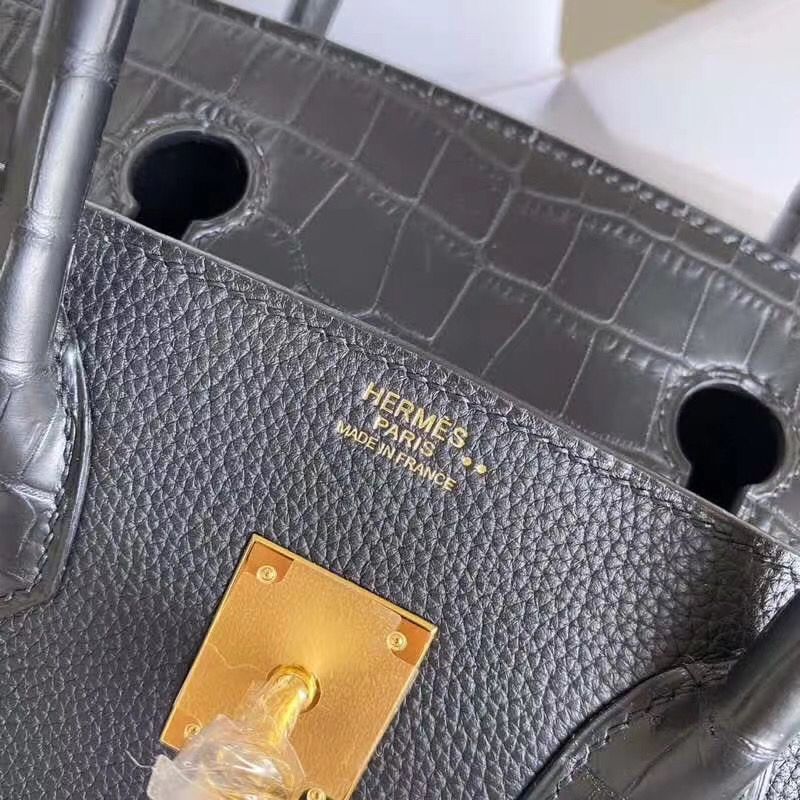 Hermes Touch Birkin 30 Bag In Black Matte Niloticus Crocodile Skin - Image 10