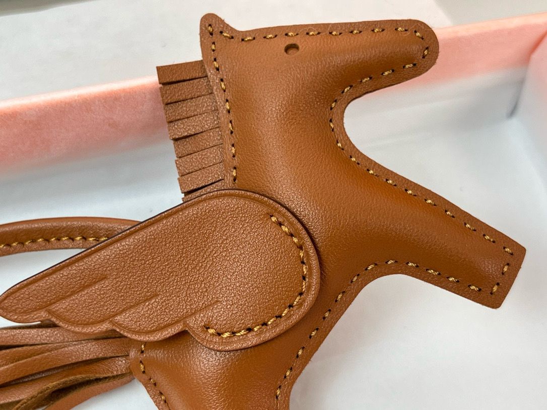 Hermes Rodeo Pegase PM Bag Charm in Gold Lambskin - Image 3