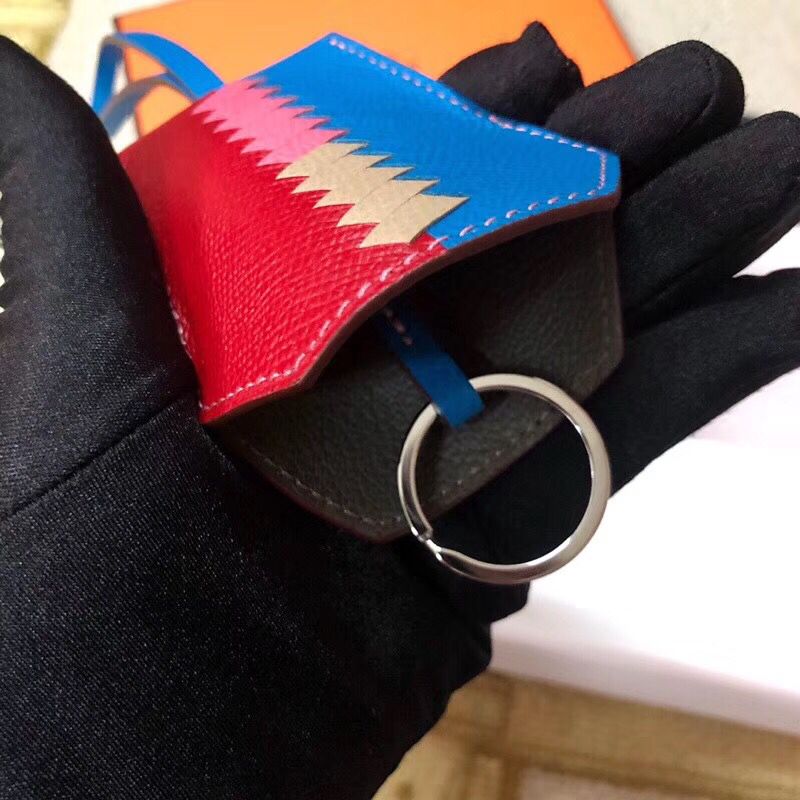 Hermes Clochette Cles Grand Tressage Charm In Ruby/Blue - Image 4