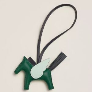 Hermes Rodeo Pegase PM Bag Charm in Green/Ardoise/Celeste Lambskin