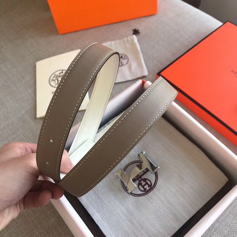 Hermes Mini Constance 24mm Reversible Belt Taupe/White - Image 3