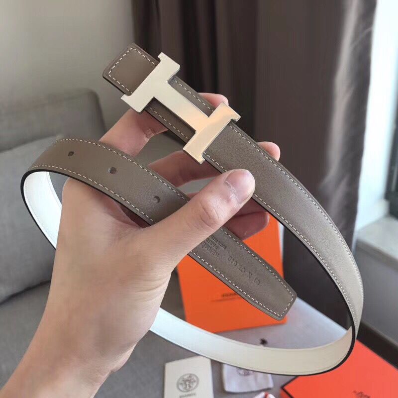 Hermes Mini Constance 24mm Reversible Belt Taupe/White - Image 6