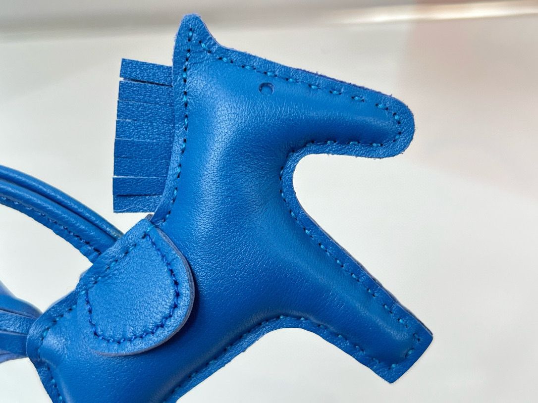 Hermes Rodeo PM Bag Charm in Blue France Lambskin - Image 5