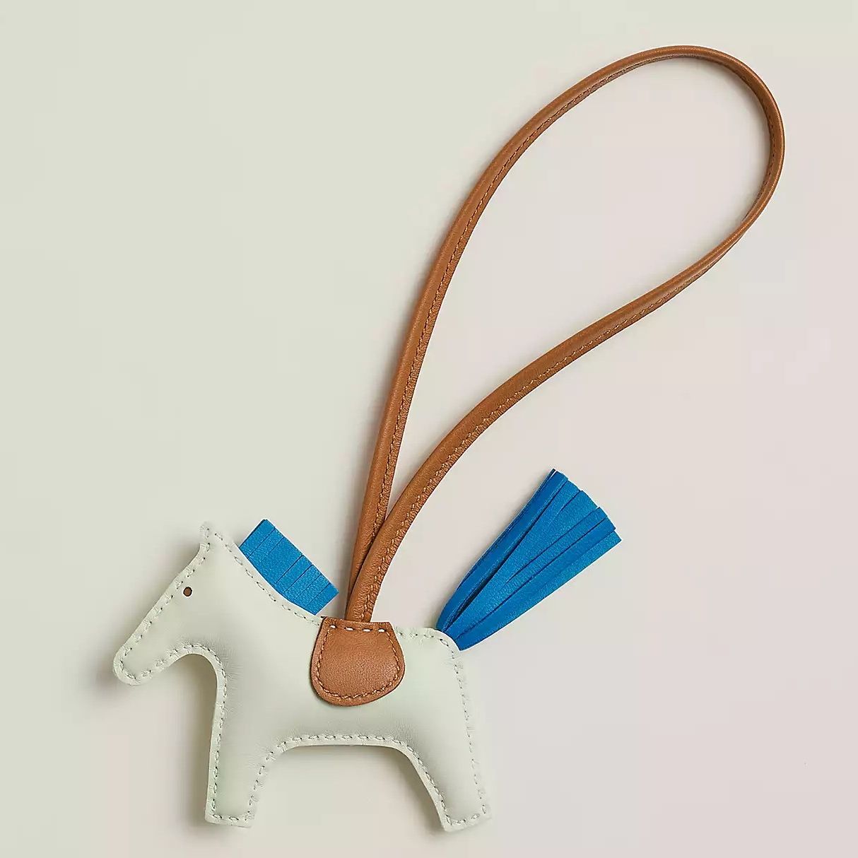 Hermes Rodeo PM Bag Charm in Vert Fizz/Blue/Gold Lambskin