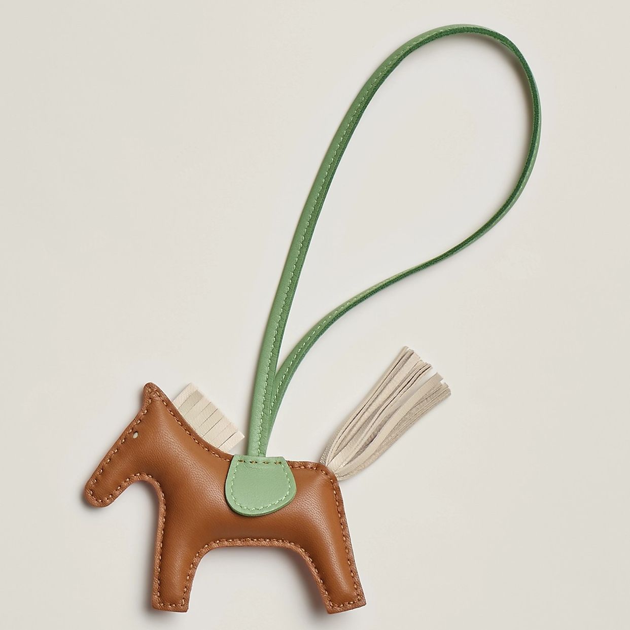 Hermes Rodeo PM Bag Charm in Gold/Craie/Vert Crique Lambskin