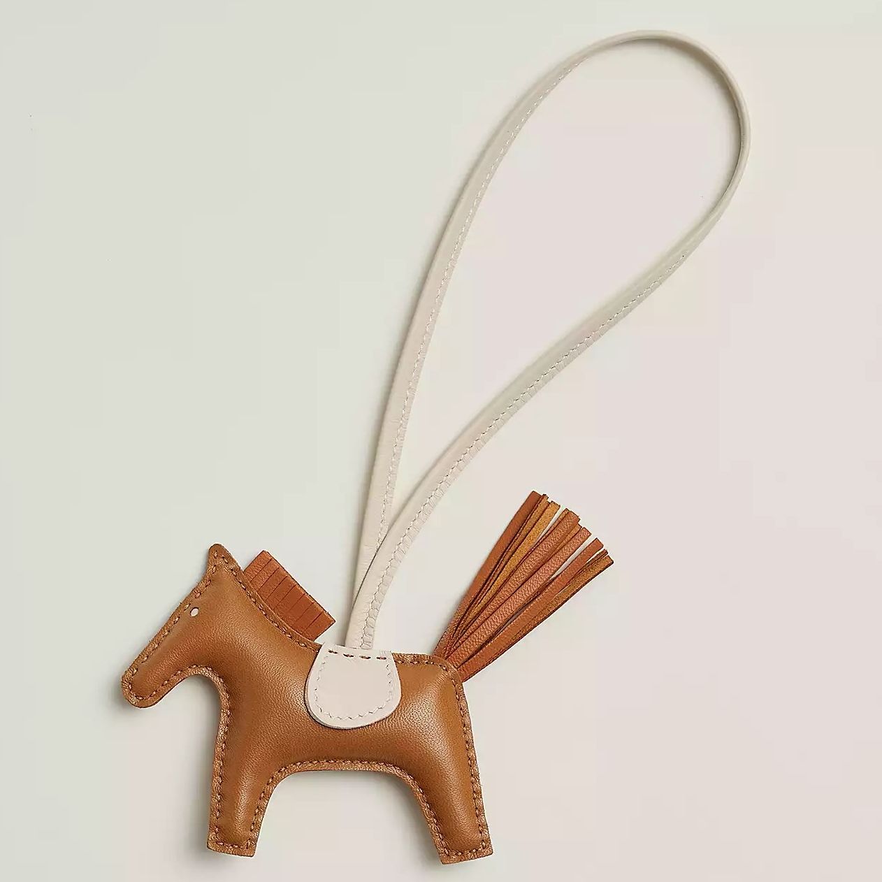 Hermes Rodeo PM Bag Charm in Gold and Craie Milton Lambskin