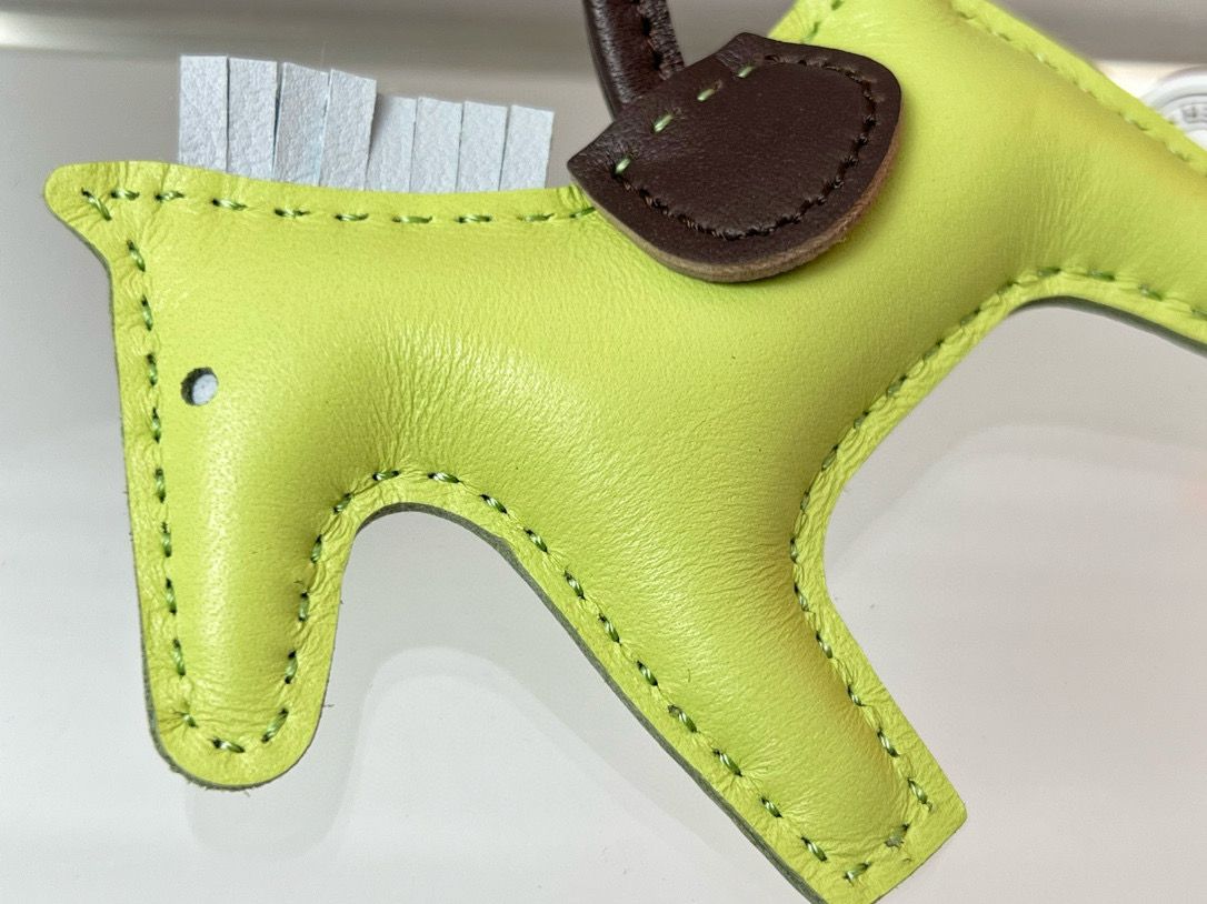 Hermes Rodeo PM Bag Charm in Jaune/Chocolat/Blue Milton Lambskin - Image 3