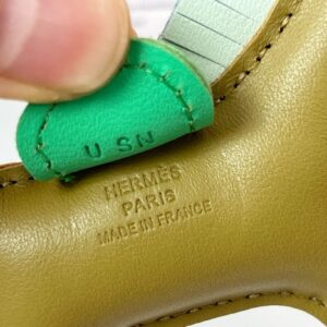 Hermes Rodeo PM Bag Charm in Sesame/Vert Fizz/Green Lambskin