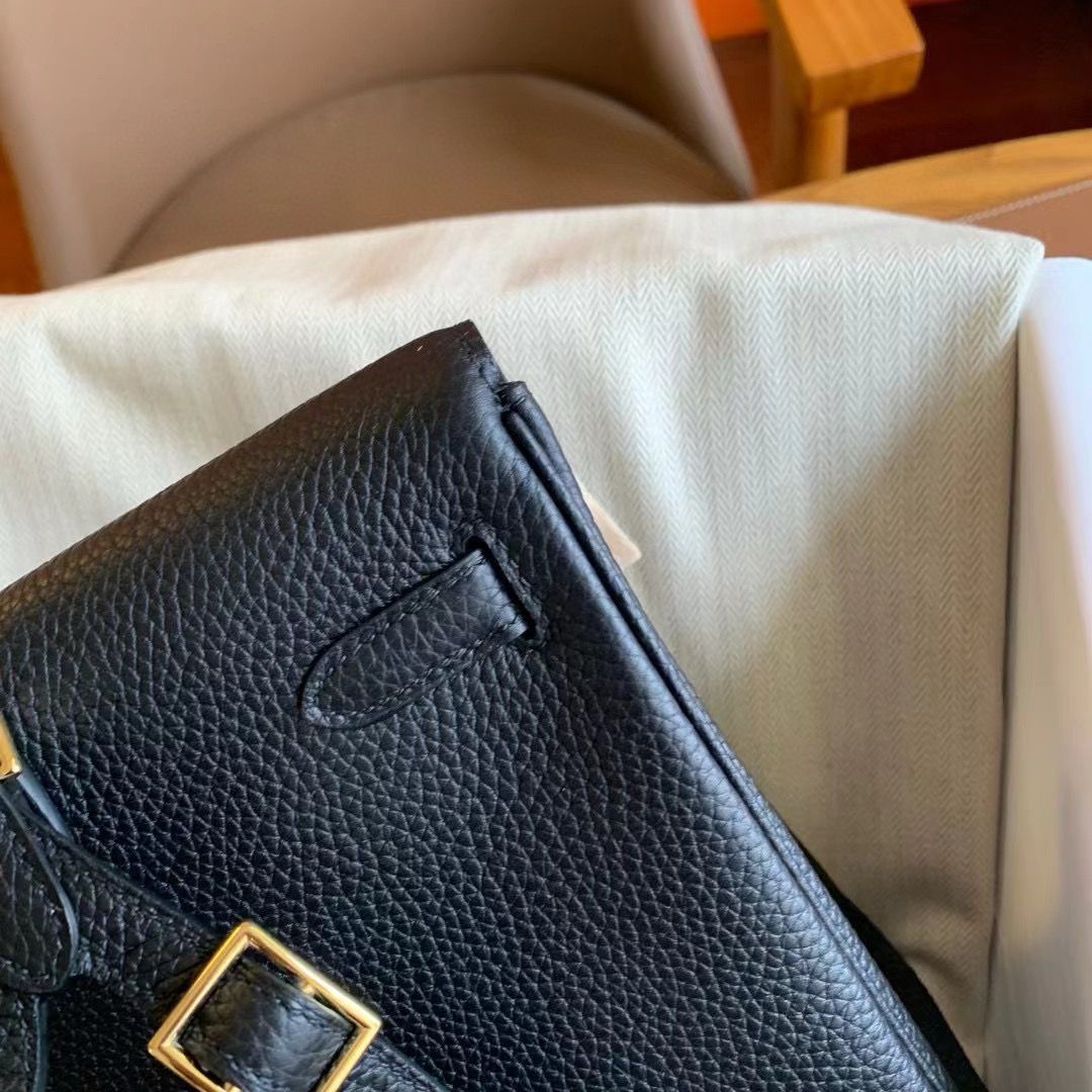 Hermes Kelly Ado Backpack in Black Clemence Leather - Image 9
