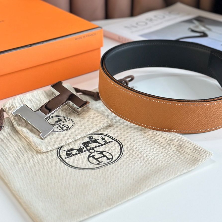 Hermes Constance Reversible Belt 38MM in Gold Epsom Calfskin - Image 4