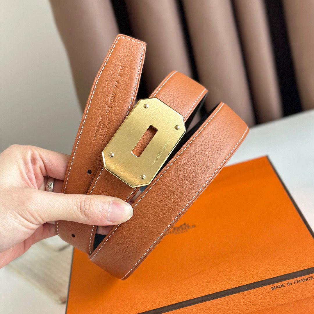 Hermes Neo Reversible Belt 32MM in Gold Clemence Leather - Image 6