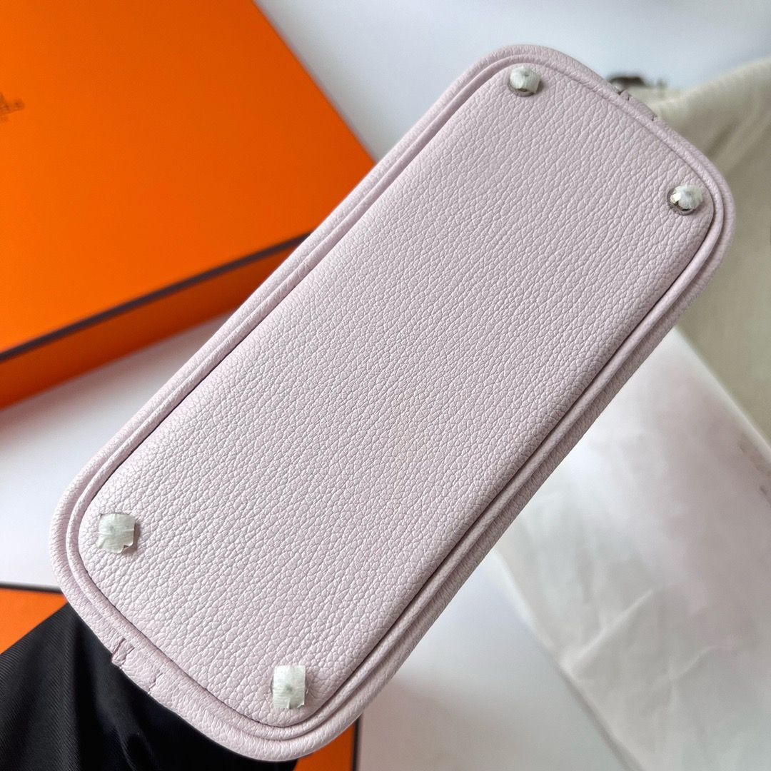 Hermes Bolide 1923 Mini Handmade Bag In Mauve Pale Chevre Mysore Leather - Image 9