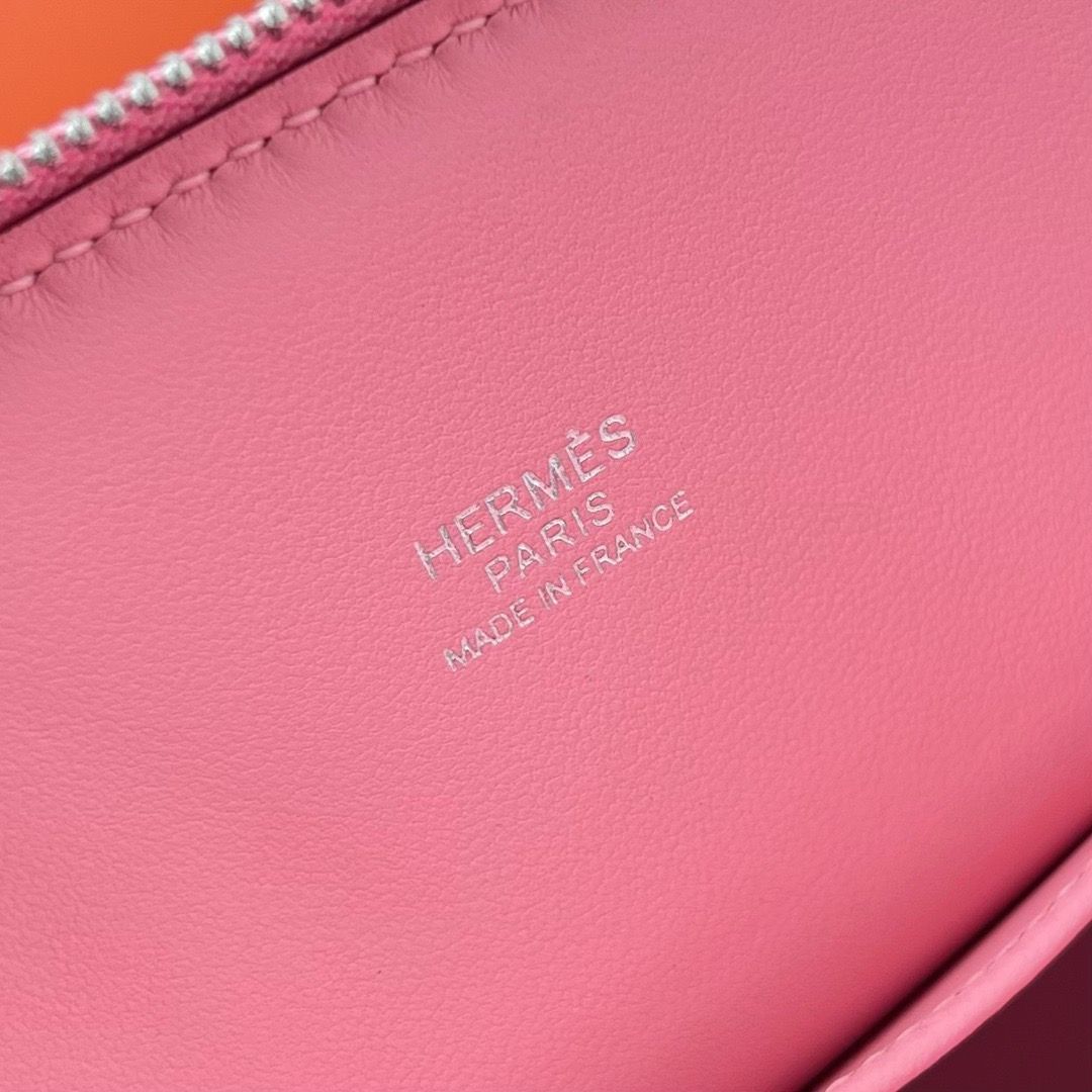 Hermes Bolide 1923 Mini Handmade Bag In Rose Confetti Chevre Mysore Leather - Image 9