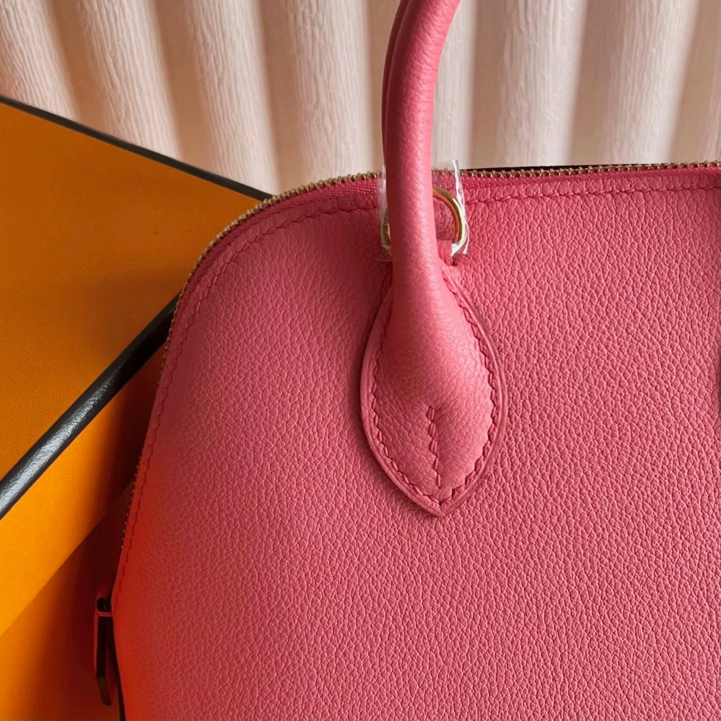 Hermes Bolide 1923 Mini Handmade Bag in Rose Azalee Evercolor Calfskin - Image 3