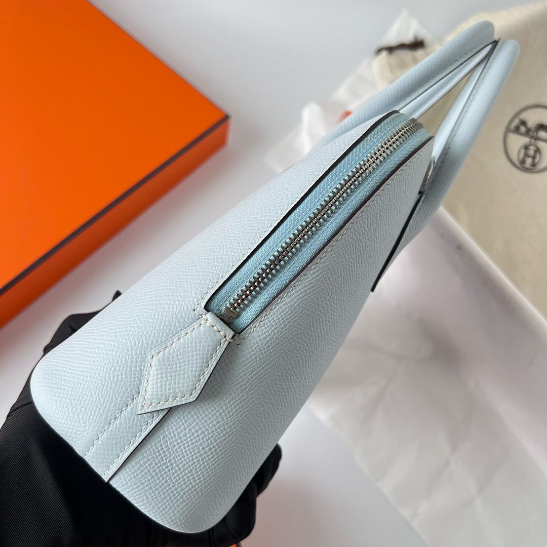 Hermes Bolide 1923 25 Handmade Bag In Blue Brume Epsom Calfskin - Image 4