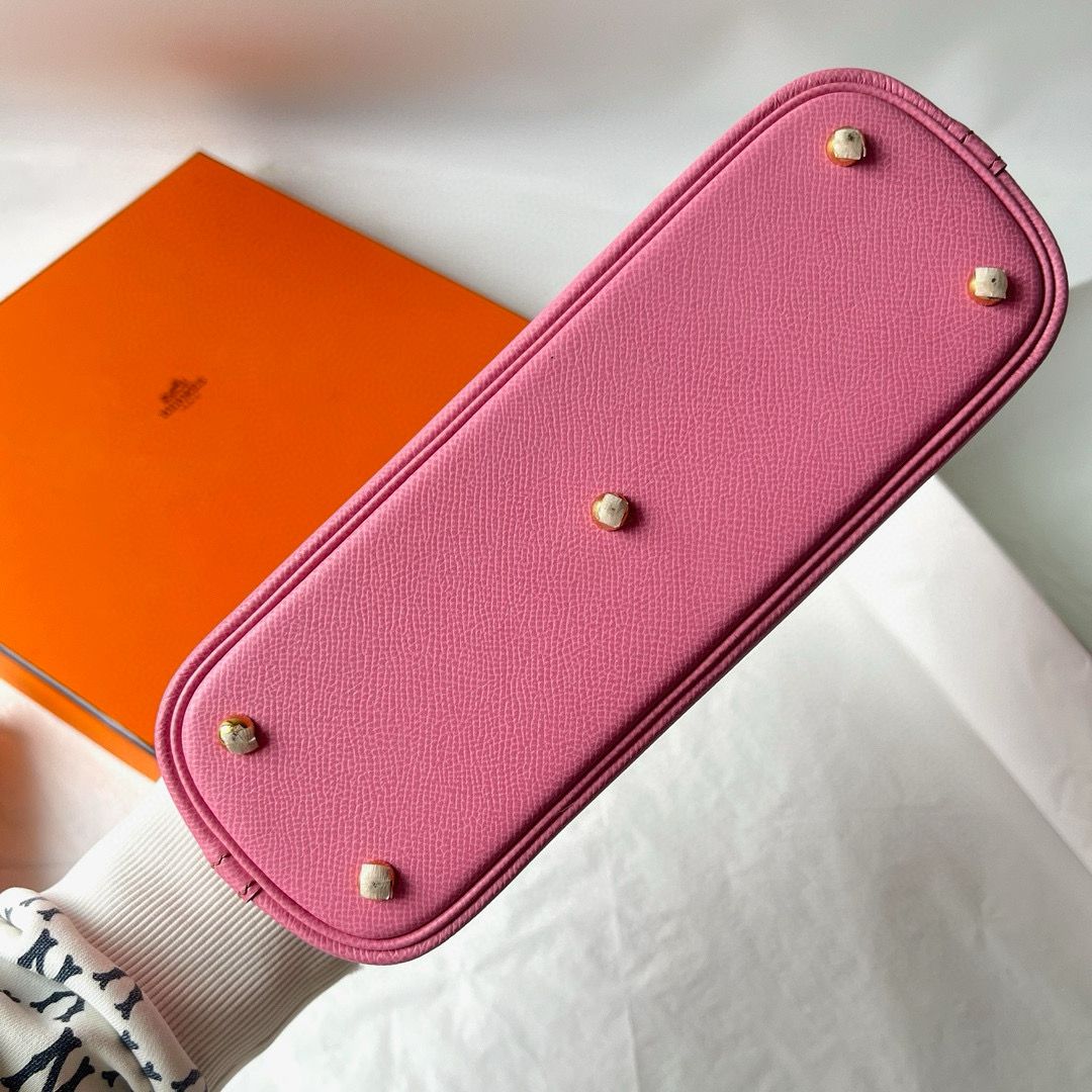 Hermes Bolide 1923 25 Handmade Bag in Rose Sakura Epsom Calfskin - Image 10