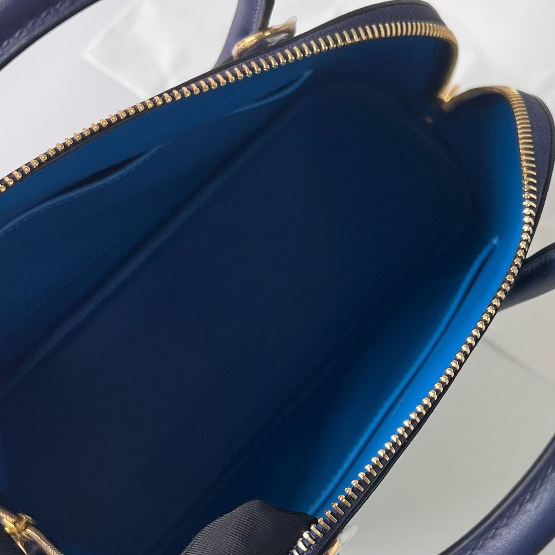 Hermes Bolide 1923 25 Handmade Bag In Blue Saphir Evercolor Calfskin - Image 9