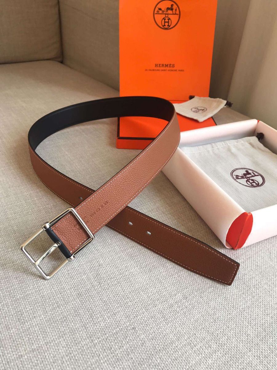 Hermes Brown Saddle 38MM Reversible Belt - Image 4