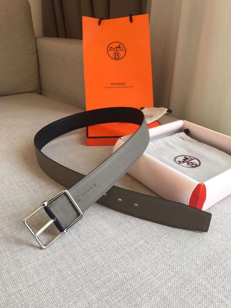 Hermes Grey Saddle 38MM Reversible Belt - Image 4