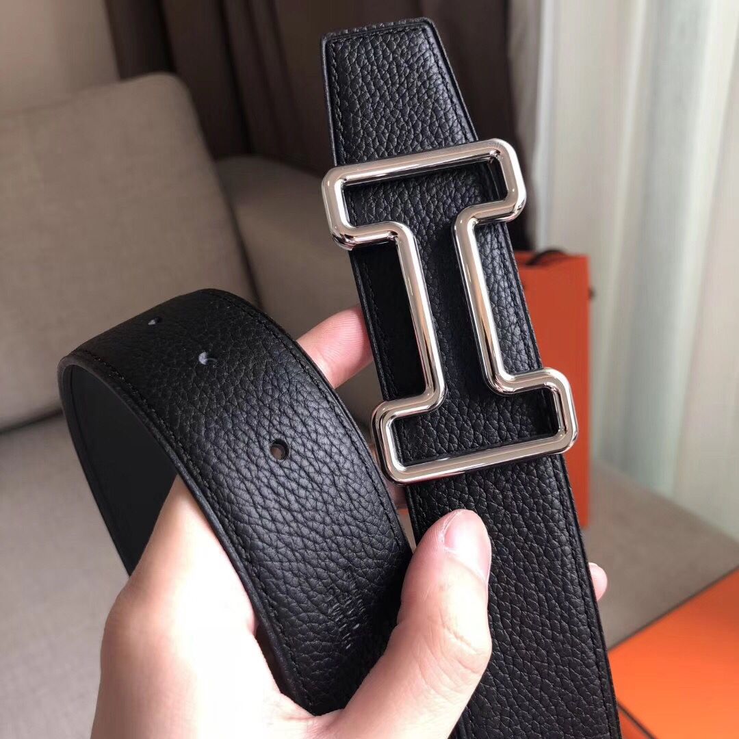 Hermes Tonight 38MM Reversible Belt In Black Clemence Leather - Image 3